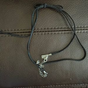 American Eagle leather like tie choker adjustable silver clasp